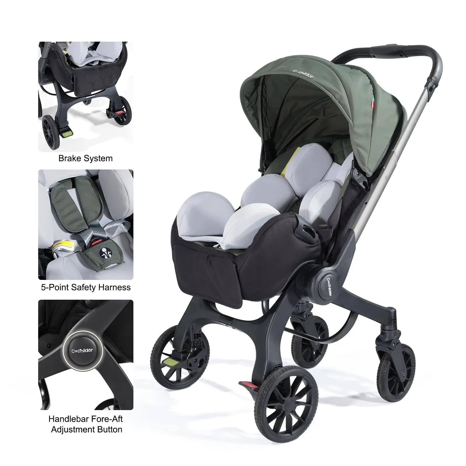 Foldable baby stroller, adjustable backrest lightweight newborn stroller, Suitable for children aged 0-3, Outdoor camping vehicl