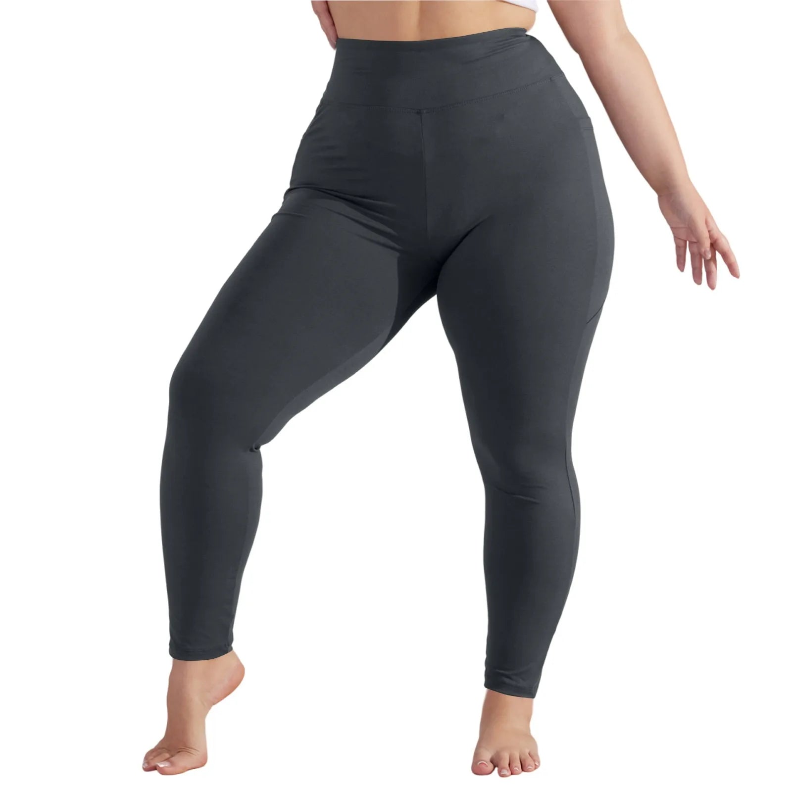 Plus Size Women’s High-Waisted Yoga Pants with Pockets – Hip Lift Athletic Leggings