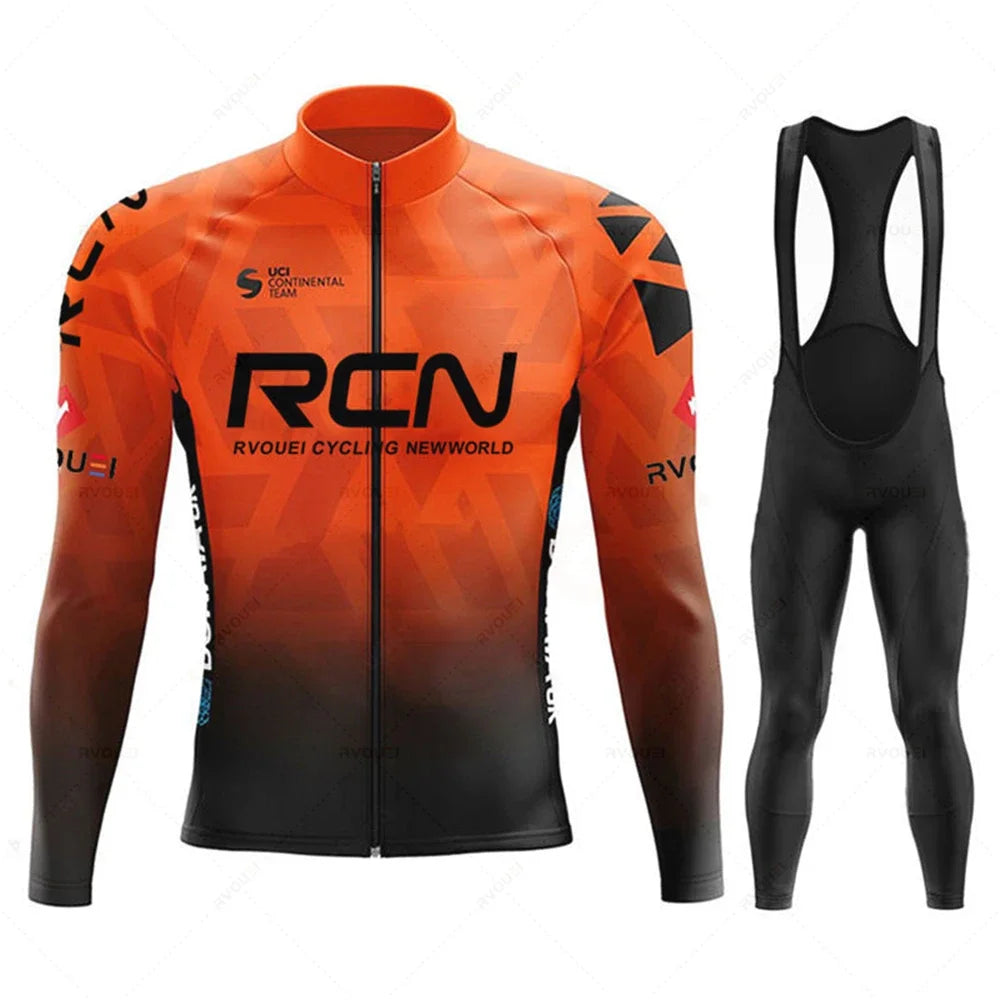 New 2025 Rcn Autumn Cycling Jersey Bib Pants Set Ropa Ciclismo Bicycle MTB Clothing Road Bike Suit Men Long Sleeve Bicicleta Set