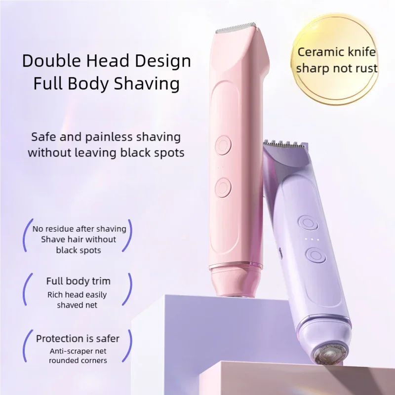 Electric Shaver Epilator for Women, Hair Removal Razor, Body, Legs, Face, Mustache, Bikini Trimmer, 2 in 1