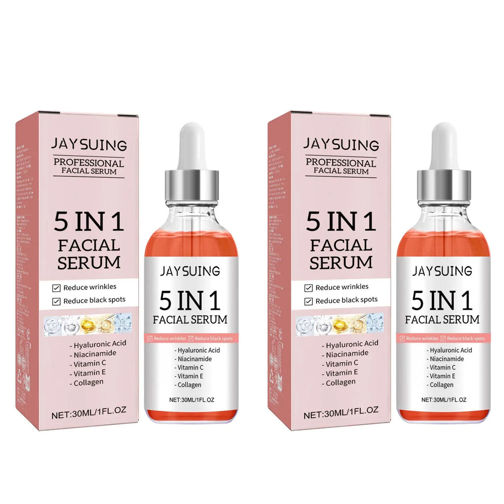 5 In 1 Facial Serum Fade Fine Lines Firming Skin Shrink Pores Moisturizing Brightning Vitamin C Hyaluronic Acid Face Serum