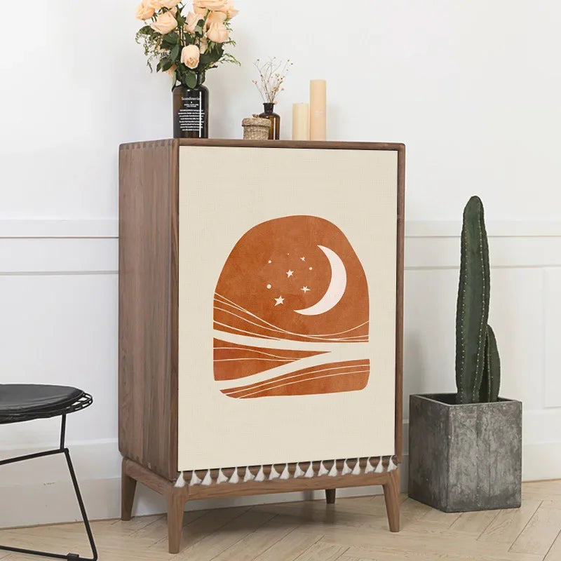 Nordic Style Plant Ins Cabinet Short Curtains Punch-free Half-curtain Dust Cover for Shoe Shelf Kitchen Storage Shelf Curtains