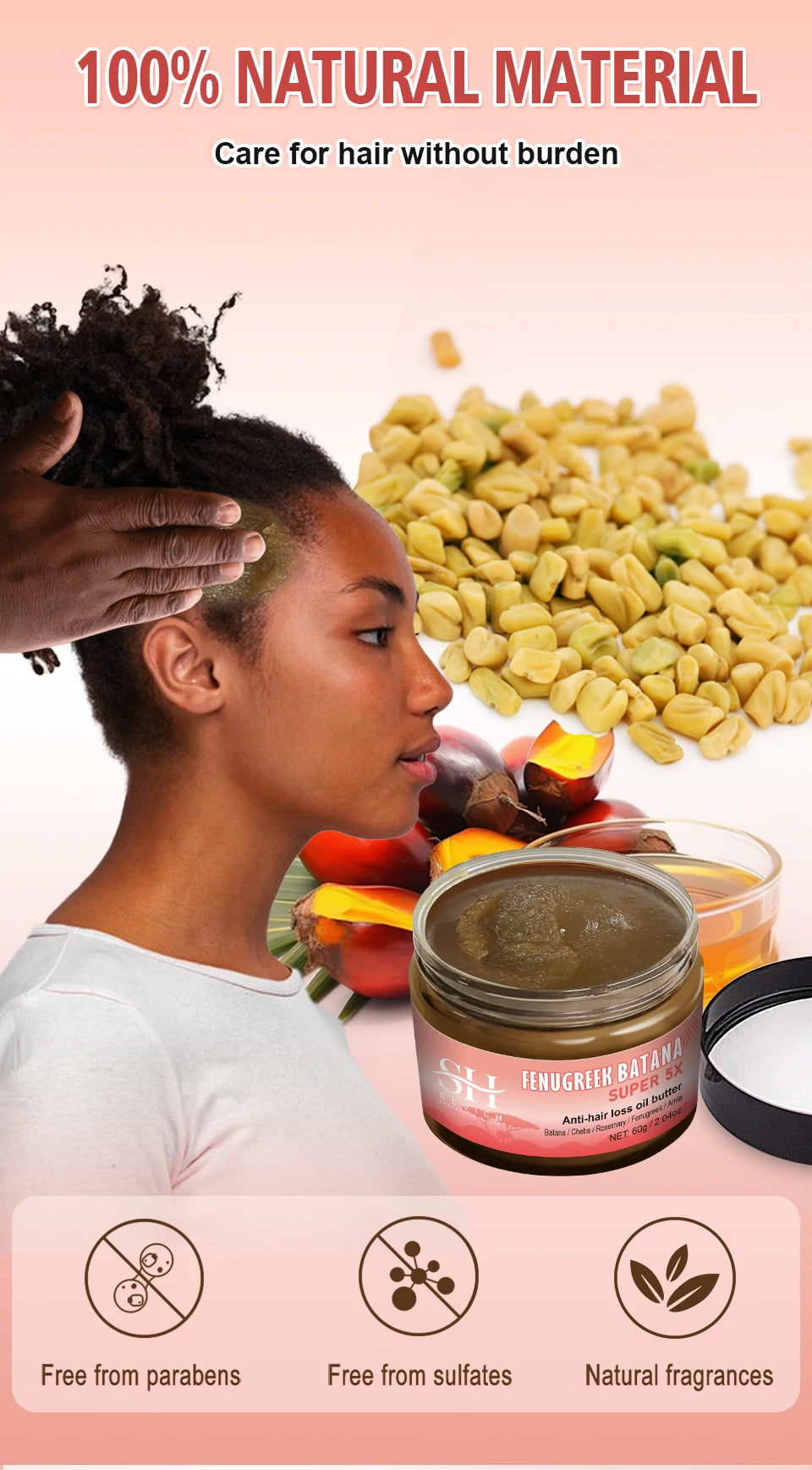 Sevich Batana Super 5X Hair Growth Set – Chebe Butter Hair Mask & Herbal Regrowth Oil (Batana, Rosemary, Fenugreek, Amla, 40ml + 60g)