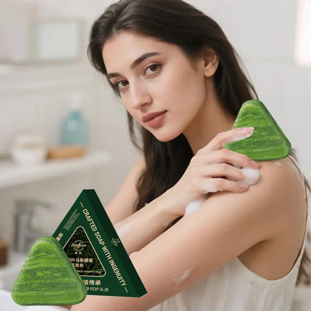 Natural Herbal Shampoo Soap Brand Usman Grass Hair Nourishing Strengthens Roots Controls Oil Cleanses Scalp Plant Handmade Soap