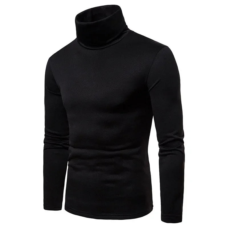 Autumn Winter Mens Turtleneck Sweaters Casual Thermal Long Sleeve Slim Fit Pullovers Stretch Basic Tops Sweatshirt Jumper TShirt