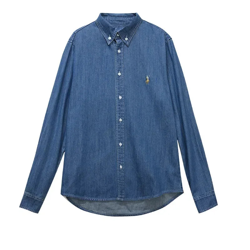 2024 American Style Vintage Denim Shirt Women's Zhengxiu Crystal Same Style  Embroidery Casual Jacket Shirt