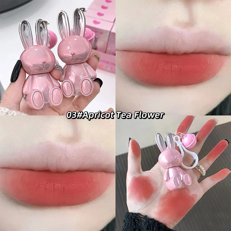 Gege Bear Pink Rabbit Velvet Matte Lip Cream Black Rabbit Water light lip glaze matte mirror pendant lipstick lip gloss