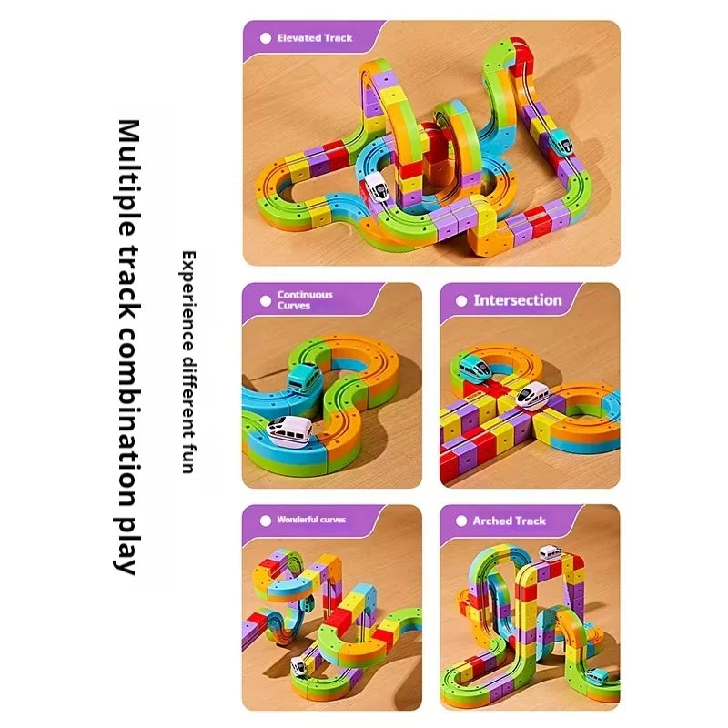 Montessori Toy 2025 Latest Educational Toys Assembly Magic Track Train Set Children'S Toys Non-Remote Control Rail Car Gift Box