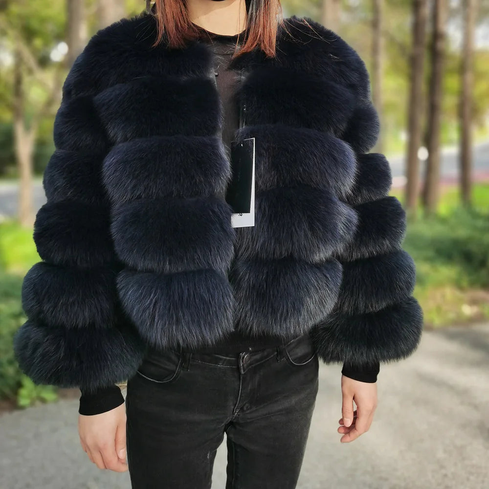 2025 MAOMAOKONG Natural Real Fox Fur Coat Women's Jackets Winter Furry Vest Luxury Beige Khaki Short Leather Female Clothing