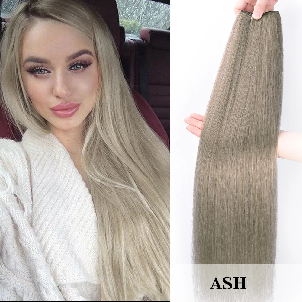 Bone Straight Synthetic Hair Bundle 26Inch Super Long Natural Hair Extensions For Black Women Yaki Straight Hair Weaving Fake