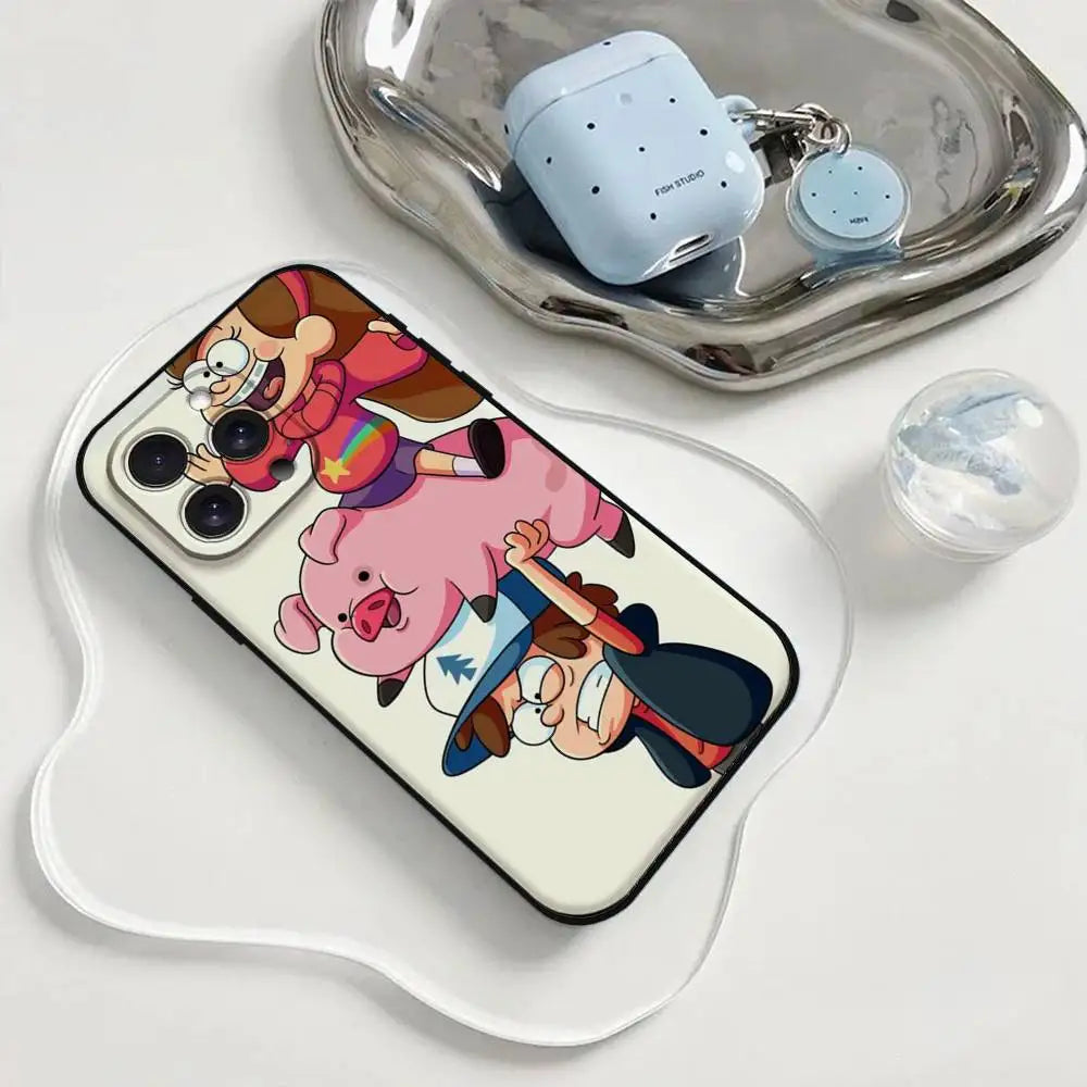 Gravity Falls Pig Cover Phone Case Phone Case For Iphone 17 16 15 11 13 14 Pro Max X Xr Xs Max 12mini Black Shell Cover Case