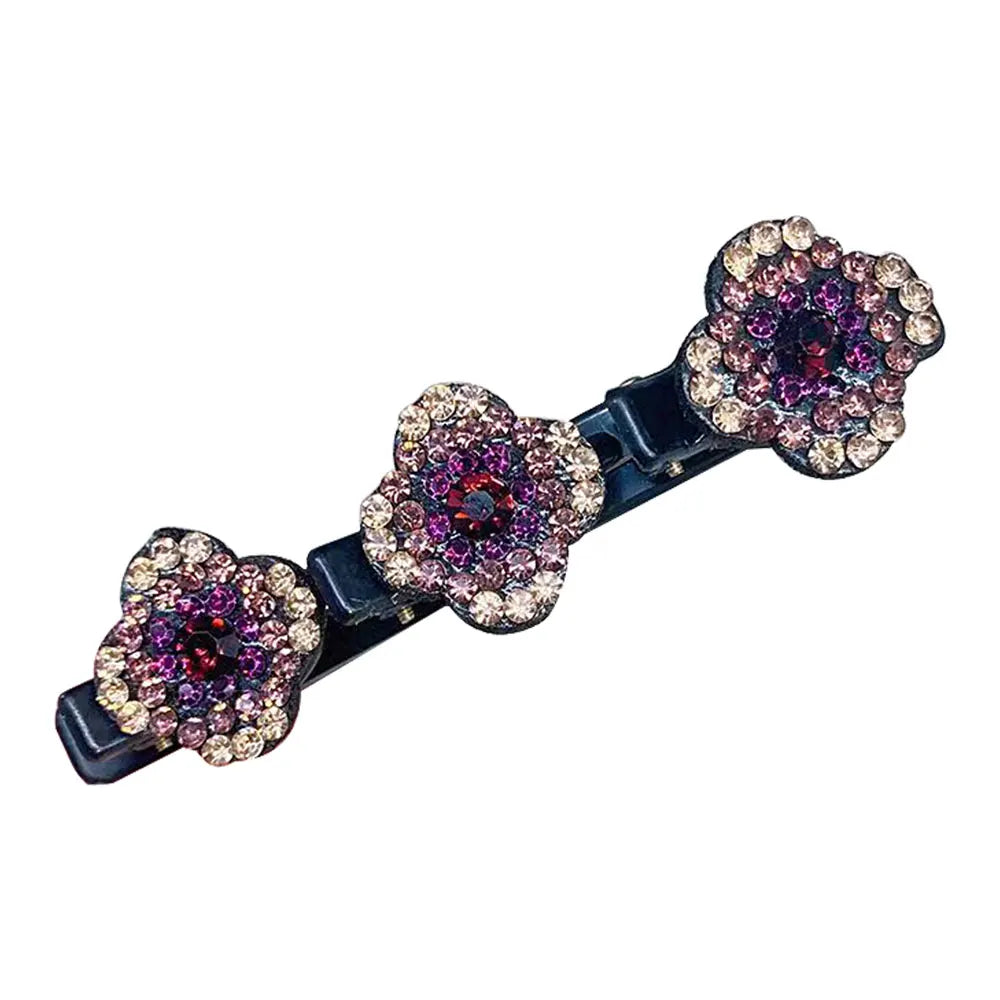 Sparkling Crystal Stone Braided Hair Clips Women Cheap High Quality Satin Rhinestone Fabric Hair Bands for Girls