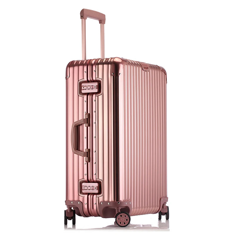 All-aluminum magnesium alloy telescopic suitcase 24-inch luggage business travel case metal combination lock bag 20-inch carry-o