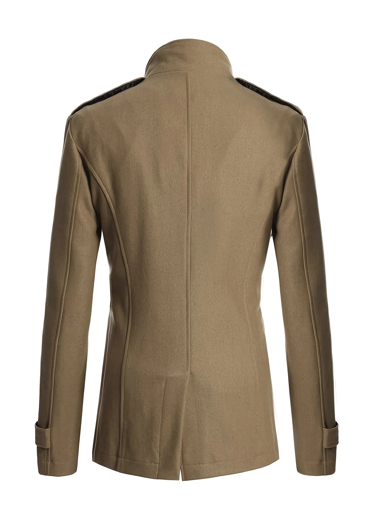 Men's Streetwear Solid Color Mid-length Woolen Coat Fashion Casual Button-down Suit Collar Jacket Leisure Luxury Retro Clothes