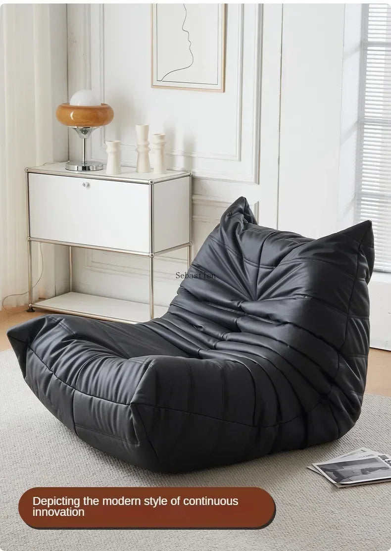 Single Casual Sofa Chair with Cat Scratch Leather Nordic Togo Lazy Caterpillar Sofa Bedroom Living Room Balcony Suede Sofa
