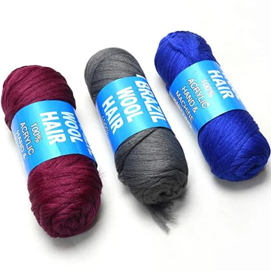4 Pcs Brazilian Wool Synthetic Hair for Braids Acrylic Hand Knitting Yarn for Braiding Hair  Crochet Hair Extension