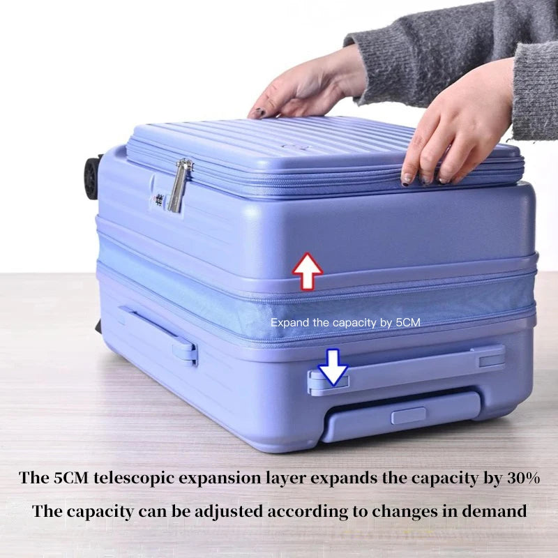 Expandable Hard-Side Trolley Luggage Set with Side Opening - Carry-On & Checked Suitcases, Anti-Shock & Password Lock