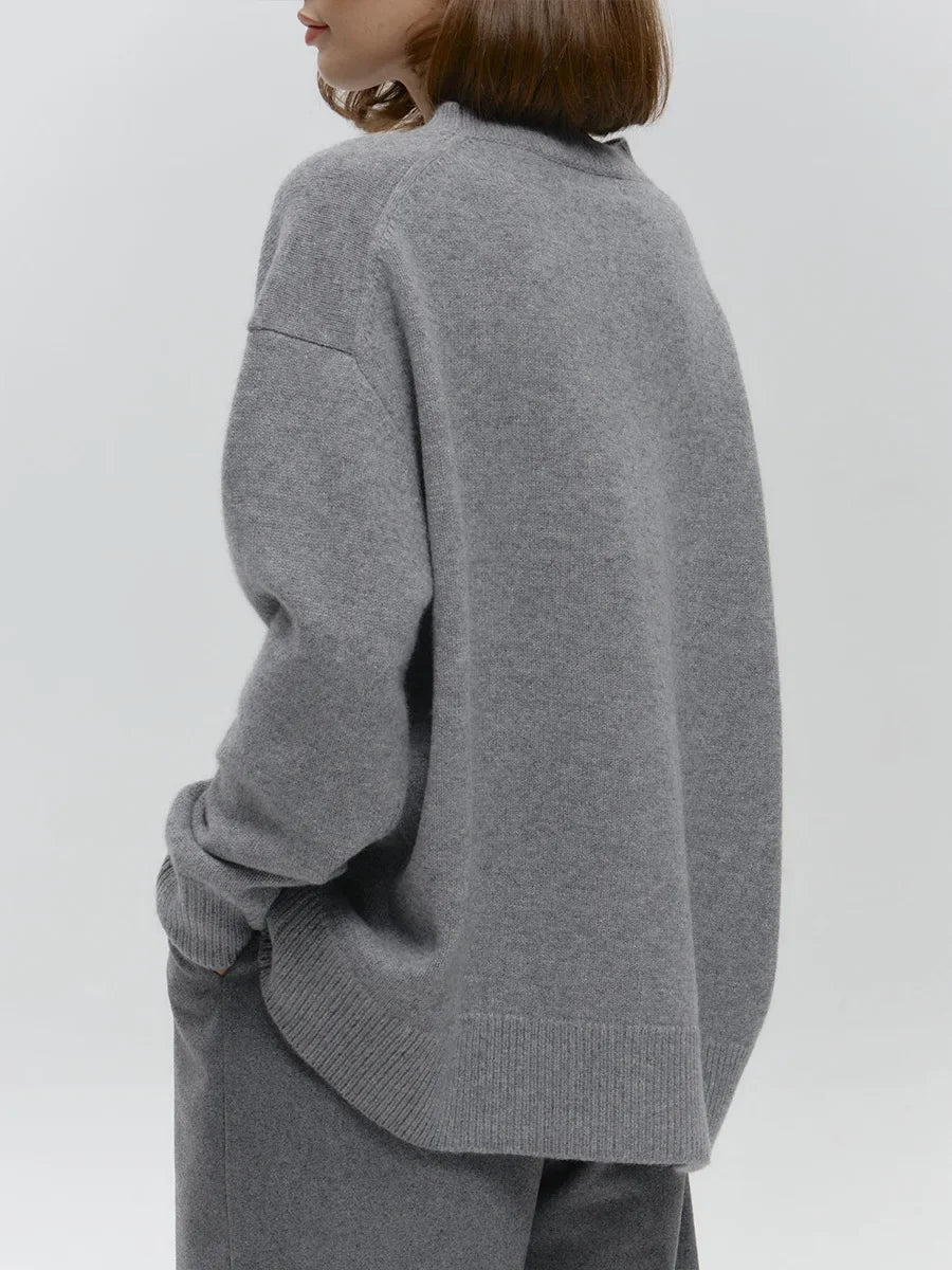 Blubelle Women’s Oversized Knit Sweater – Thick Warm O-Neck Pullover, Solid Color Casual Jumper (Autumn/Winter)