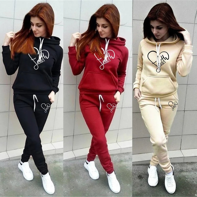 Fall and winter fashion hot new high quality pullover set street loose women's hoodie + sweatpants two-piece set