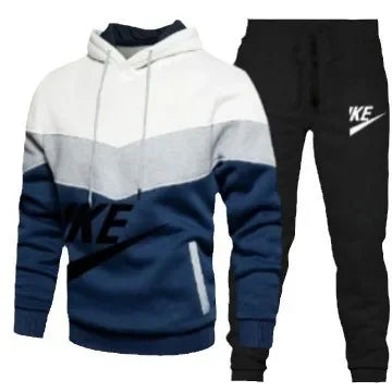 A new autumn and winter fashion combination hooded sweatshirt and sweatpants two-piece men's casual fitness jogging set