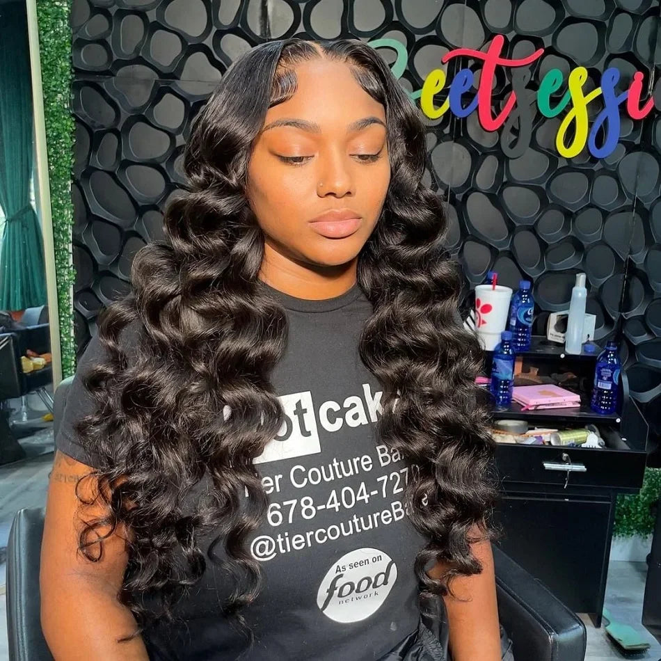 AMYTUD 30–40 Inch HD Lace Frontal Wig | Brazilian Loose Deep Wave Human Hair