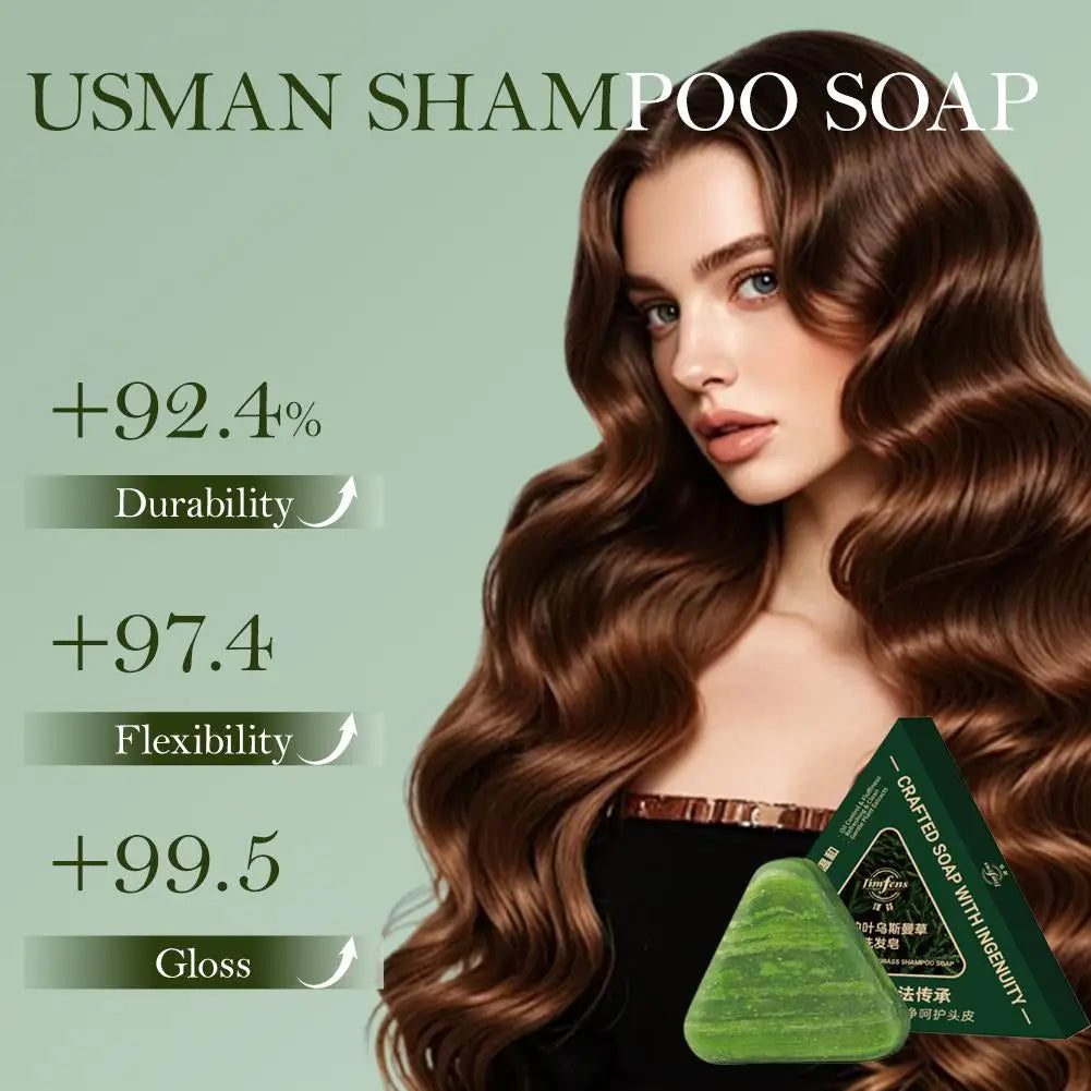 Pure Handmade Shampoo Soap with Cypress Leaf & Usman Grass, Gentle Pure Plant Shampoo Soap, Deep Cleanses Scalp & Nourishes Hair