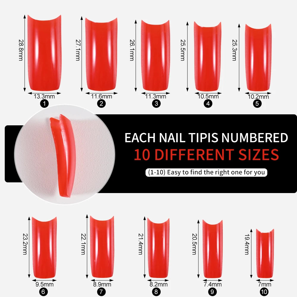 100Pcs DIY Acrylic Gel French Nail Art Colored French Tips False Nail Art Tips Extension Manicure Fake Nail Makeup Beauty Health