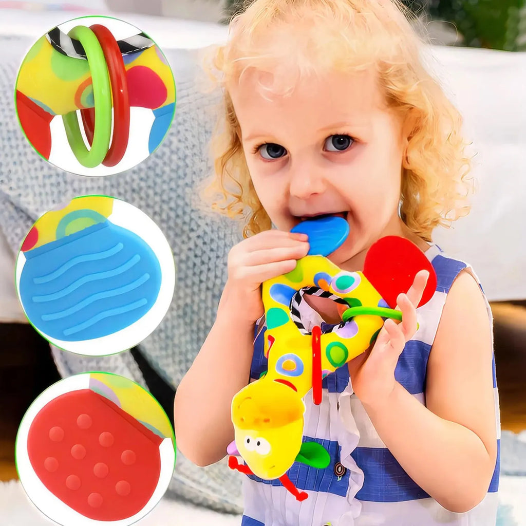 7Types Baby handheld toys rattle music Teether can bite Baby grip training Crib bell Stroller hanging bell Giraffe gift