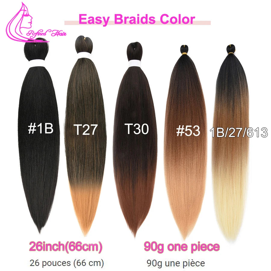Refined Hair Pre-Stretched EZ Braid — 26" Ombre Brown Synthetic Braiding Hair