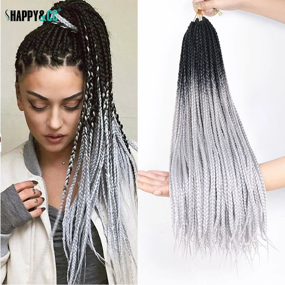 White Box Braids Crochet Hair 24 Inch Goddess 3X Box Braiding Hair Extensions Pre Looped #60 Synthetic Colored Braids for Women