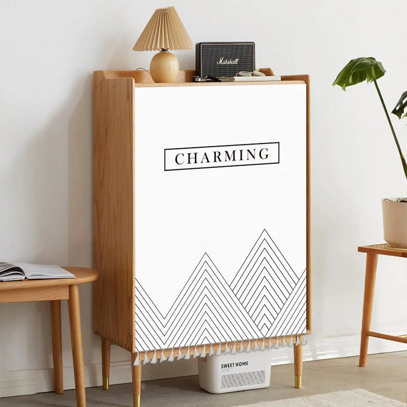 Nature Plant Potted Nordic Cabinet Short Curtains Punch-free Half-curtain Dust Cover Shoe Shelf Kitchen Storage Shelf Curtains