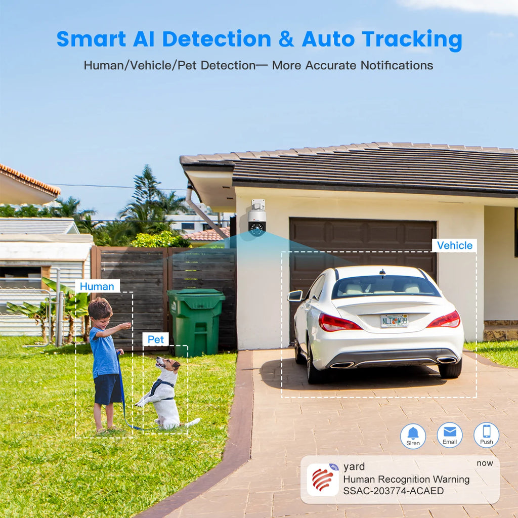 Ctronics Real 4K 8MP Surveillance Camera WiFi 5G Outdoor 360 16X 5X Optical Zoom Security Camera UHD Night Vision Auto Tracking