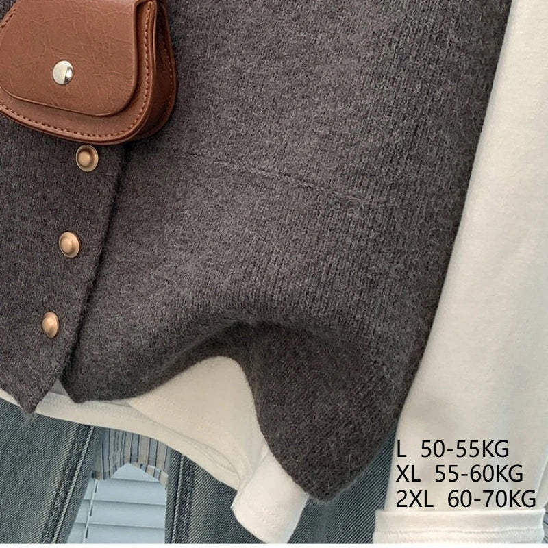 Women's Soft Knitted Vest Women Casual Button deep V-Neck Sleeveless Fall Cardigan stylish Simple Tank Tops Loose Knitwear Coats