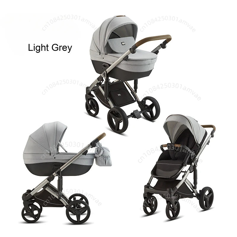 Deluxe Baby Stroller 2 in 1 High View Comfortable Baby Stroller Foldable Portable Travel Baby Carriage with Mother Bag
