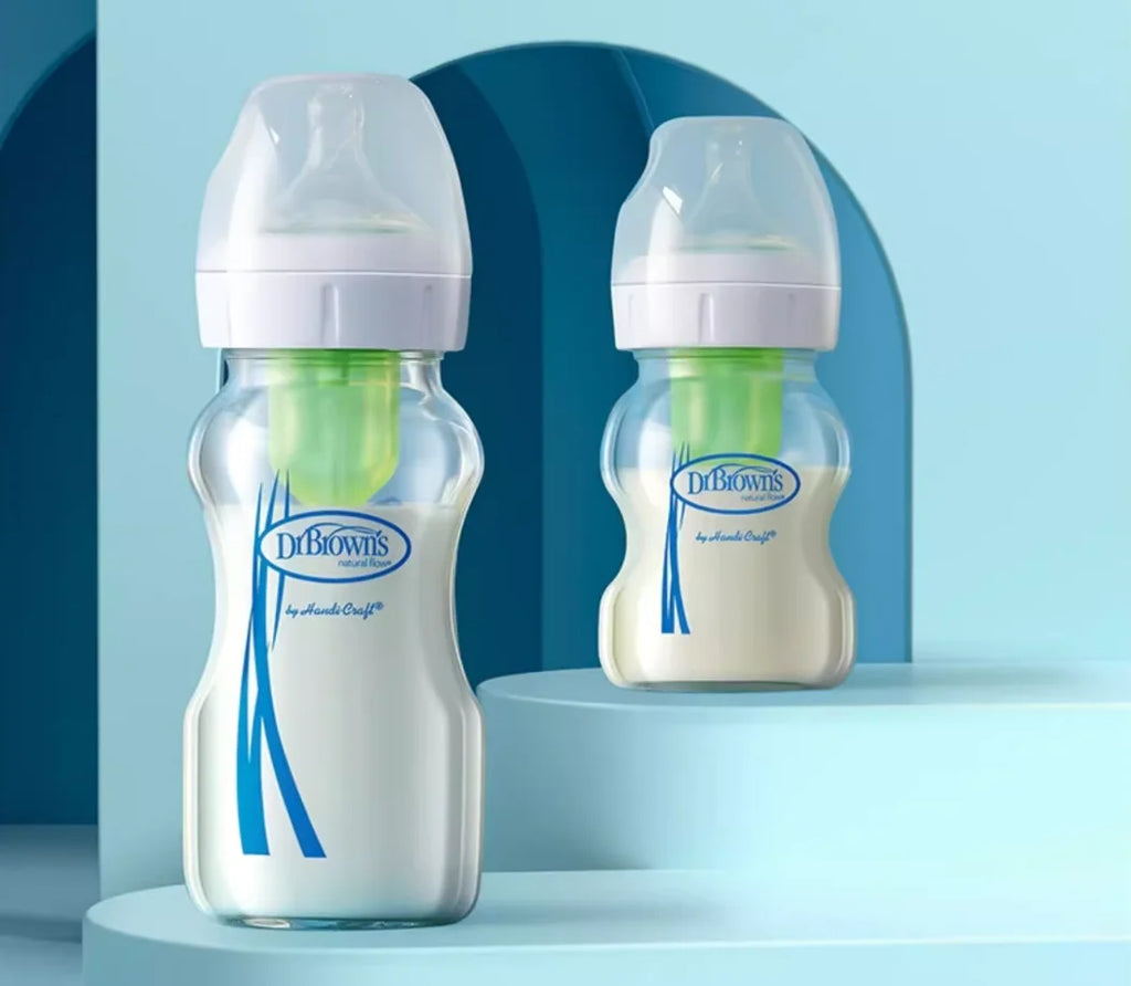 Dr. Brown's  Newborn baby glass bottle, wide caliber, anti-flatulence, gas-liquid separation 150ML/ 270ML