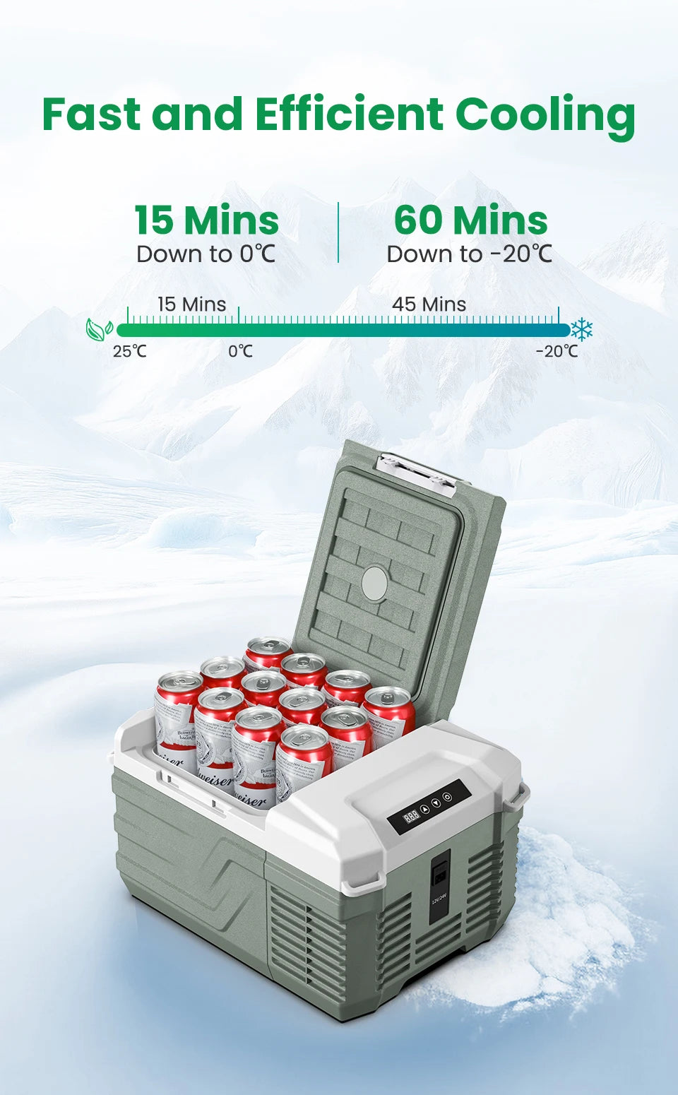 Alpicool NL9 9L Portable Refrigerator 12V/24V Small Car Fridge 100V~240V AC Electric Cooler Plug in Mini Freezer for Camping