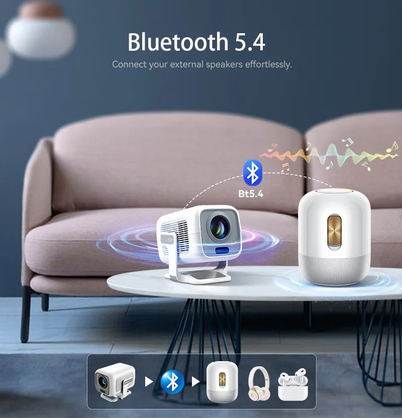 DITONG X3Plus 1080P Smart Mini Projector (600 ANSI, Wi-Fi 6, BT 5.4, Android 11)