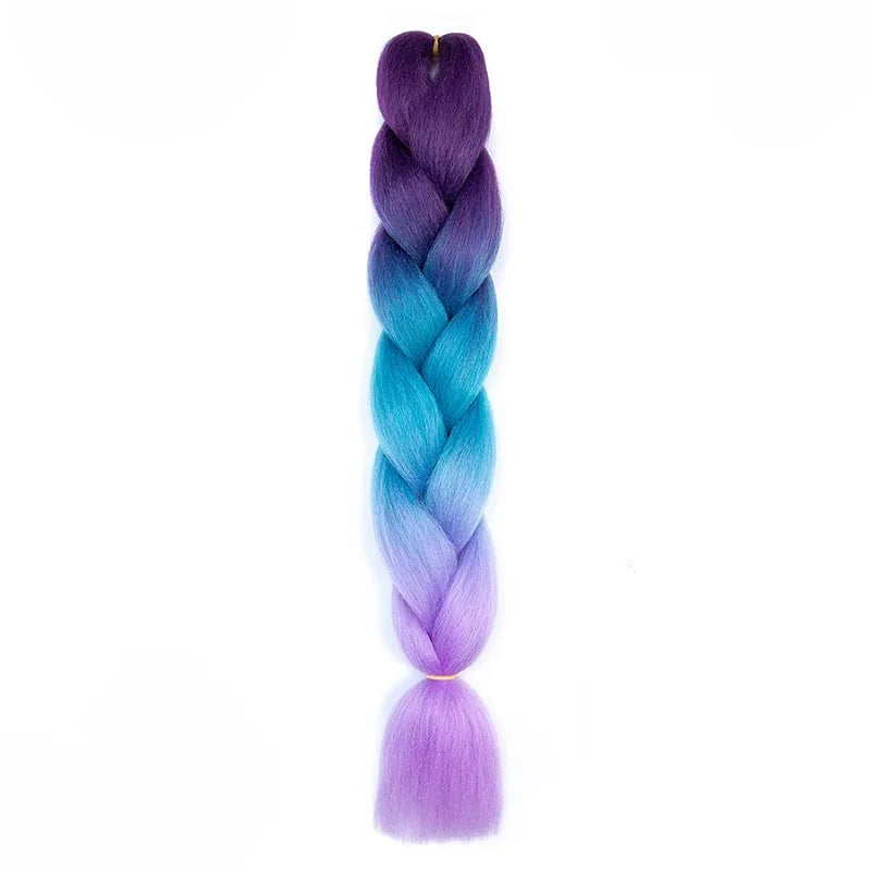 24Inch Synthetic Long Straight Yaki Braids Hair Ombre Braiding Hair Jumbo Rainbow Braid Hair Extension for Women DIY Hair