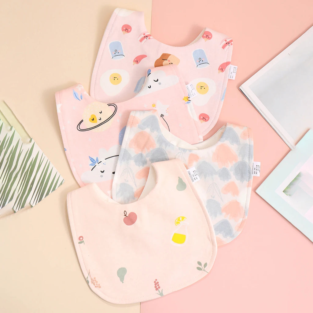 4pcs Cotton Soft Baby Adjustable Bibs Infant Bib Newborn Burp Cloths Bandana Scarf for Kids Boy Girls Feeding Saliva Towel