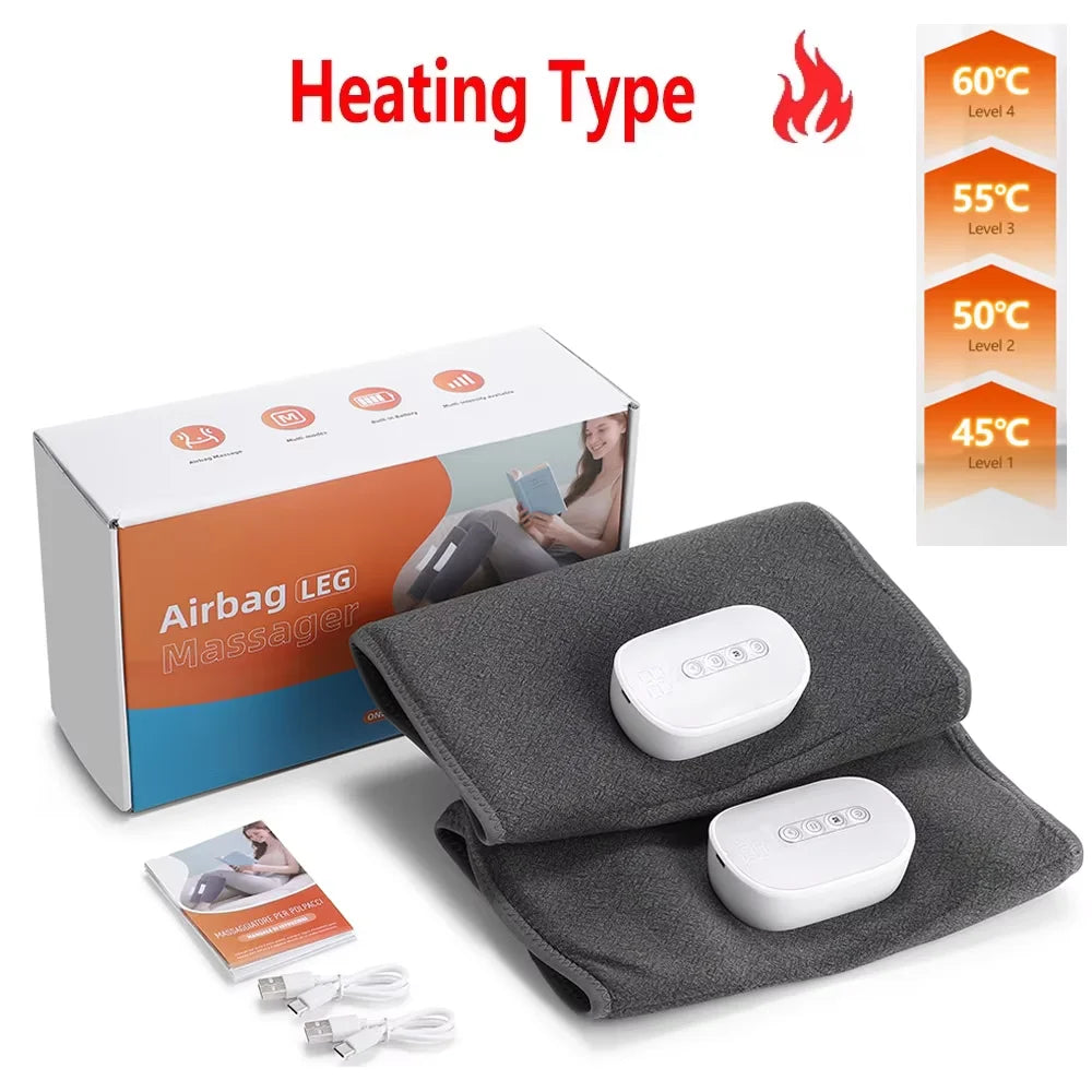 Wireless Air Pressure Calf Massager Electric 4 Mode 8 Level Airbag Compresstion Leg Heating Massage Foot Calf Muscle Relaxation