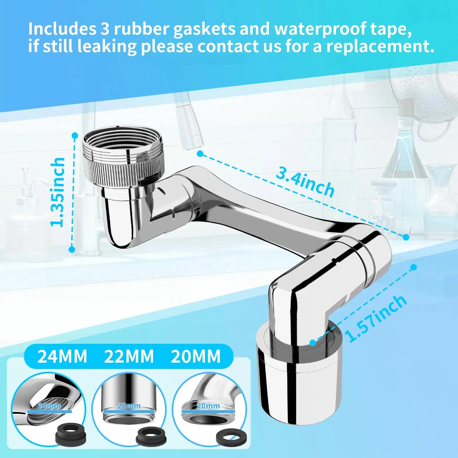 1080° Universal Rotation Faucet Extender Dual Mode Sprayer Head Kitchen Robot Arm Extension Taps Bathroom Swivel Faucet