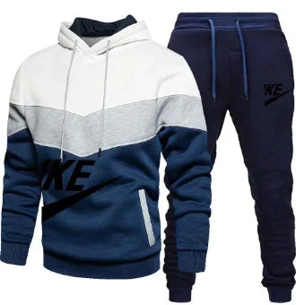 A new autumn and winter fashion combination hooded sweatshirt and sweatpants two-piece men's casual fitness jogging set