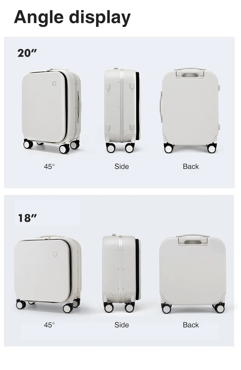 Mixi M9260 Aluminum-Frame PC Carry-On | Full-Front Quick Access, TSA Lock, 8 Spinner Wheels (18/20/24″)