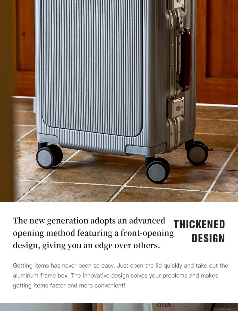 SUSHIMU Wide Trolley Luggage Front Opening Multi-Functional Women 20-Inch Small Lightweight Boarding Box 24-Inch Men's Suitcase