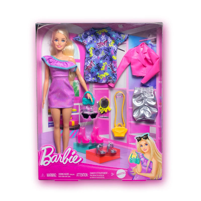 Barbie Glamorous Sparkling Wardrobe Gift Set | Fashion Doll with Outfits & Jewelry Accessories