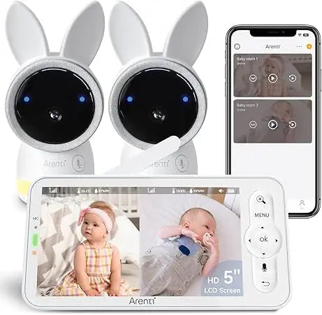 Kankeirr 2K Smart Baby Monitor with Dual Cameras & 5" Wireless Display