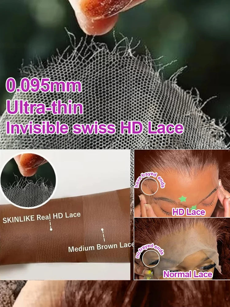 HJ WEAVE BEAUTY Deep Curly HD Lace Frontal Wig | Chocolate Brown Human Hair