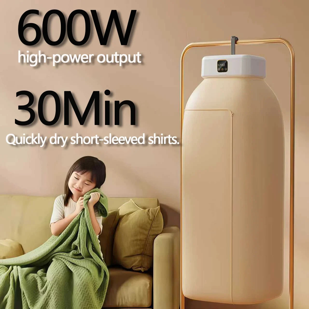JKUOO 30min quick dry  Electric Clothes Dryer 600W Portable Compact Foldable Laundry Dryer Machine 60 ° C sterilize & deodorize