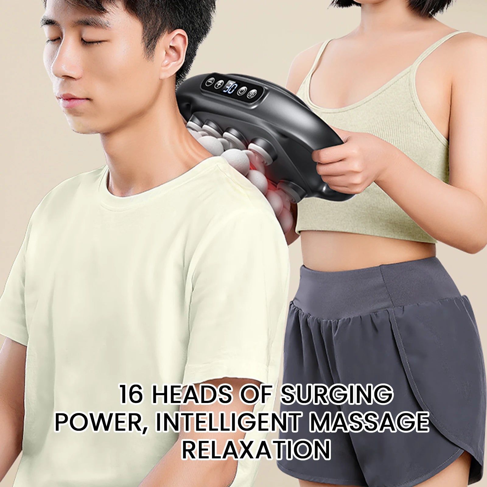 8/16 Head Massage Gun Set with 30 Intensities Full Body Electric Muscle Massager Percussion Massager for Legs Back Arms Waist