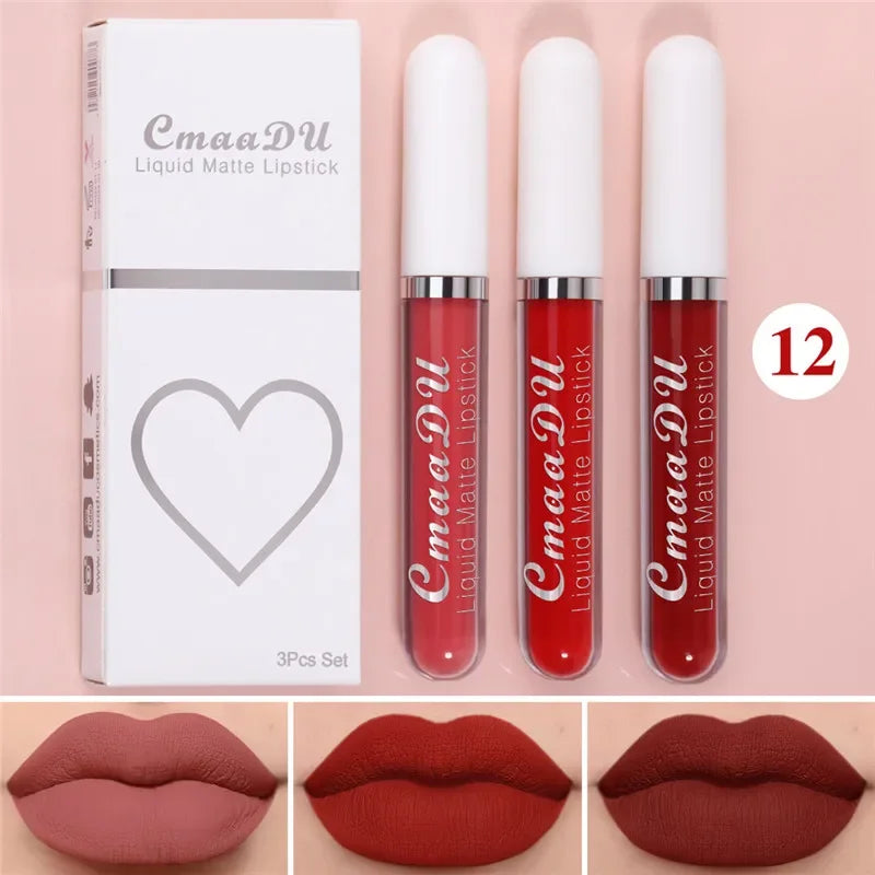 6 Colors/Set Fashion Matte Lip Gloss Sets Natural Moisturize Waterproof Lasting Velvet Sexy Red Liquid Lipstick Beauty Cosmetic